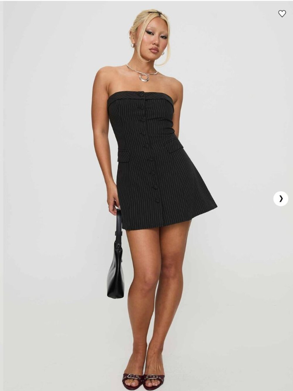 NWT PRINCESS POLLY CHANGE IT UP MINIDRESS BLACK PINSTRIPE SZ 6